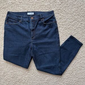 LOFT Modern High Waist Skinny Ankle Jeans Cropped Dark Blue Size 10